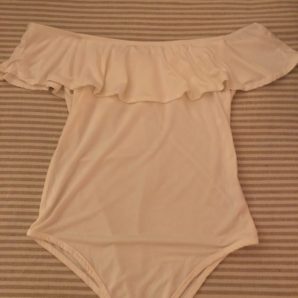 off the shoulder ruffle bodysuit